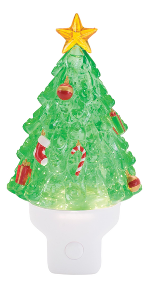 Christmas Tree Snow Globe Night Light 7"H
