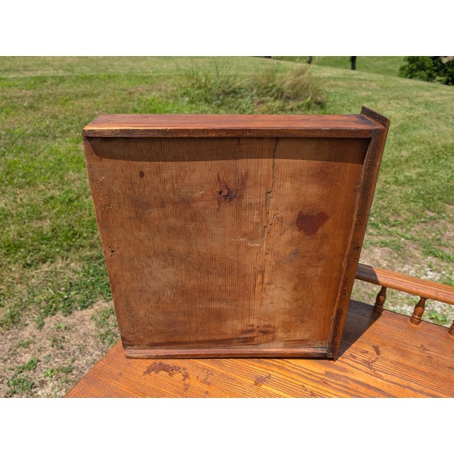Antique Railroad Depot Desk With Spindle Gallery Cherry and Ash Wood 1900s For Sale - Image 11 of 17