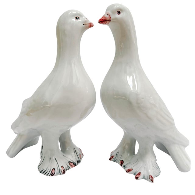 Vintage Italian Glazed Terracotta Dove Figurines - A Pair For Sale In San Diego - Image 6 of 7