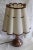 Art Nouveau Table Lamp with Formerly Silver Plated Copper Base & Segmented Beige Fabric Shade with Brown Ribbons For Sale - Image 3 of 6