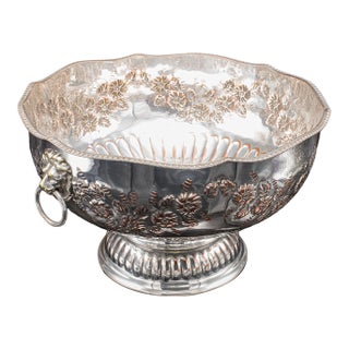Vintage Punch Bowl, English, Silver Plate, Ice Dish, Cooler, Trophy, Art Deco For Sale