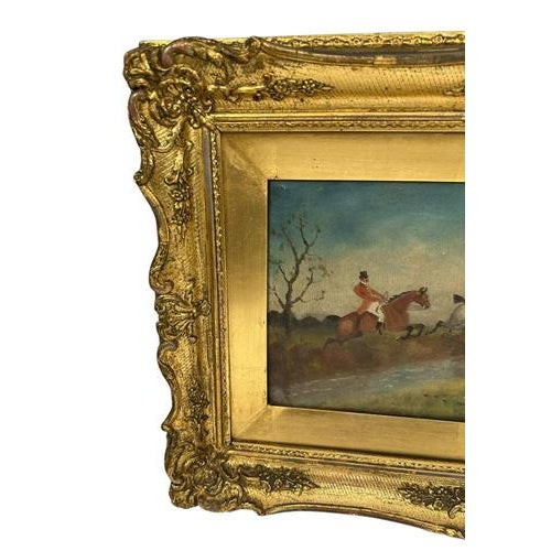 The Hunt, 1880, Oil Painting, Framed, Set of 2 For Sale - Image 9 of 11