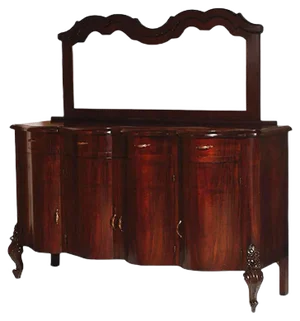 Baroque-Style Walnut Burl Credenza with Mirror, 1890s