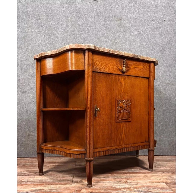 Art Nouveau Oak Sideboard Serving Trolley in the style of Dufresne, 1900 For Sale - Image 6 of 6