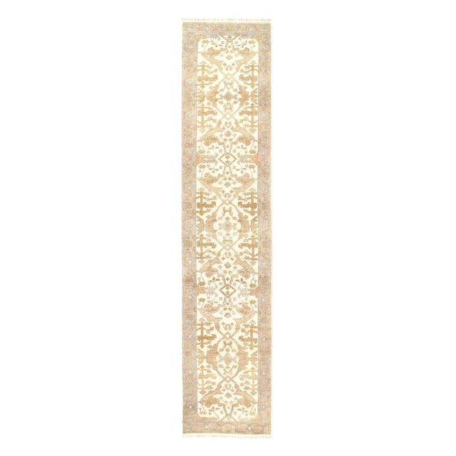 Ivory Fine Hand Knotted Oushak Runner 2'5'' X 12' For Sale - Image 4 of 4