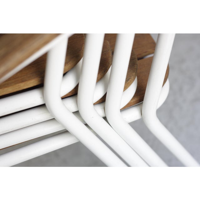 Mid-Century Modern Daneline Garden Chairs in Tubular Steel and Teak, 1970s, Set of 4 For Sale - Image 10 of 14