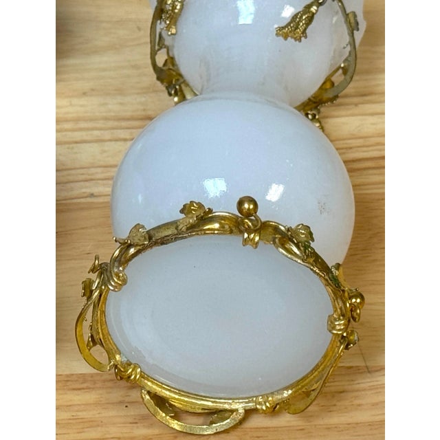 Napoleon III Opaline Glass & Ormolu Tassel Vases, Paris, Circa 1870s - a Pair For Sale - Image 4 of 12