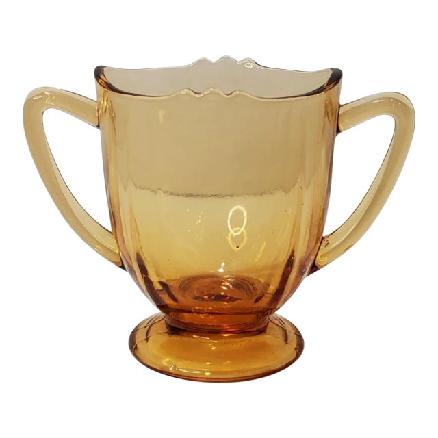 1930s Art Nouveau New Martinsville Amber 44 Glass Open Sugar For Sale