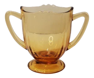 1930s Art Nouveau New Martinsville Amber 44 Glass Open Sugar