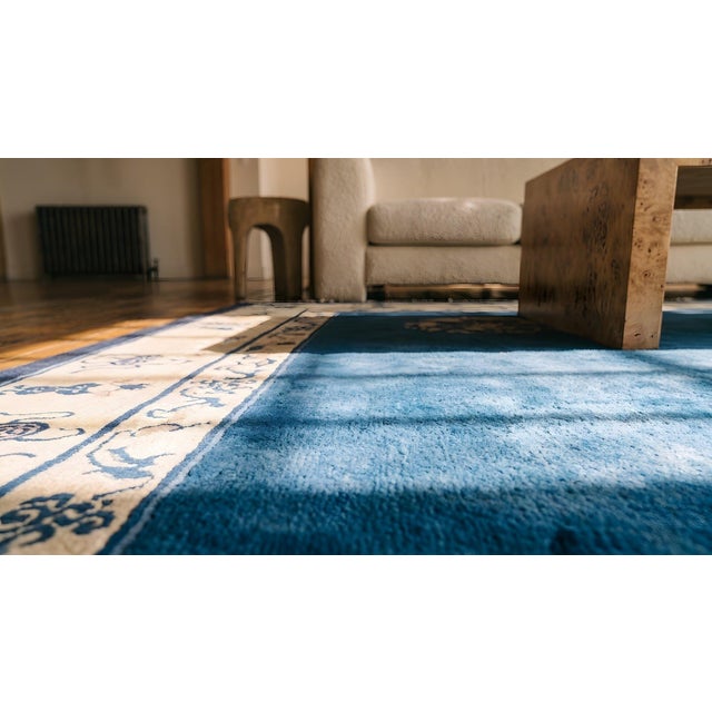 Blue Antique Chinese Peking Rug 9' 0" x 11' 4" For Sale - Image 8 of 9
