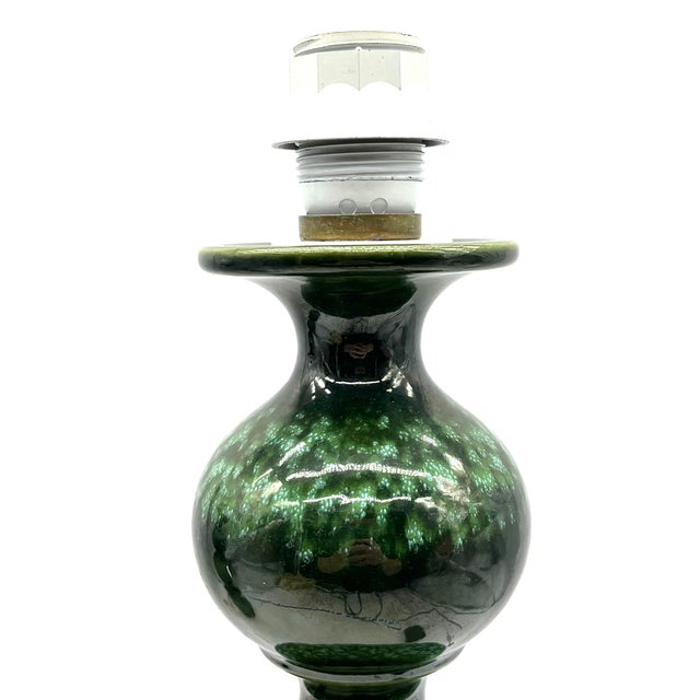 Large Space Age Table Lamp with Monumental 48cm Ceramic Base in Emerald Green from Kaiser Leuchten For Sale - Image 10 of 14