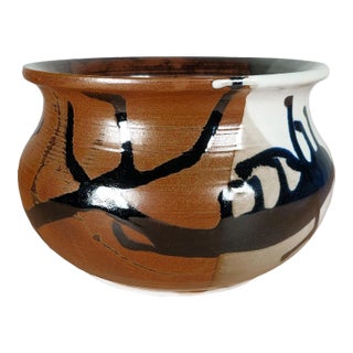 Studio Art Pottery Bowl Glazed Abstract Wheel Thrown Planter Aaron Hoover For Sale