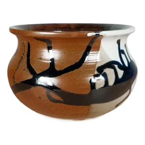 Studio Art Pottery Bowl Glazed Abstract Wheel Thrown Planter Aaron Hoover
