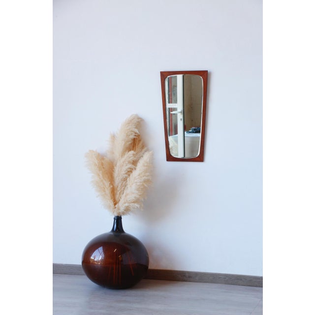 Wood Vintage Danish Teak Trapezoidal Mirror, 1960s For Sale - Image 7 of 11