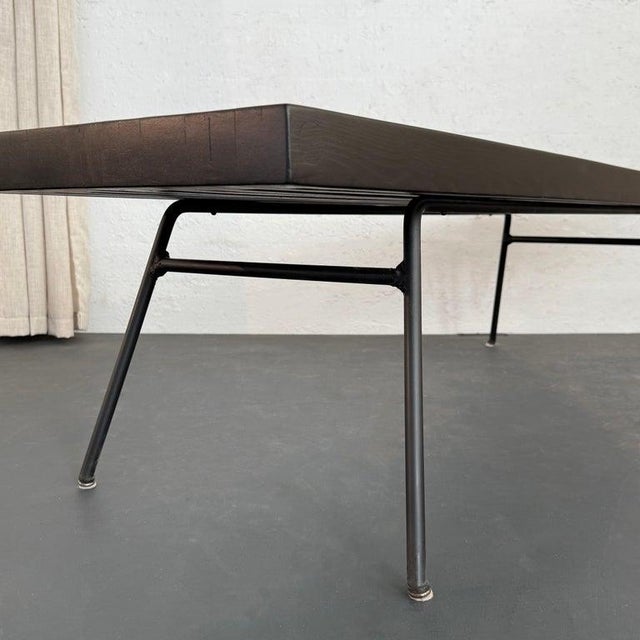 Mid-Century Modern Black Lacquered Slat Bench Coffee Table For Sale In New York - Image 6 of 8