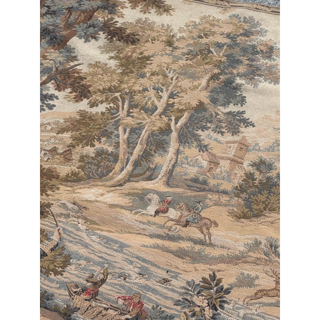 Vintage French Aubusson Jacquard Tapestry Hunting with Hounds, 1970s For Sale - Image 10 of 18