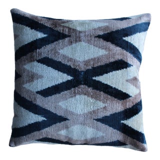 Contemporary Decorative Accent Ikat Pillow For Sale