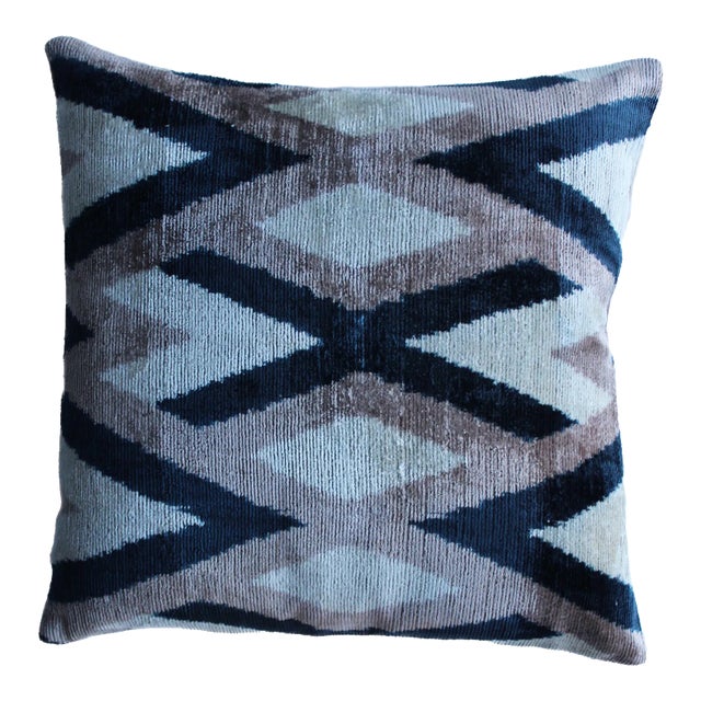 Contemporary Decorative Accent Ikat Pillow For Sale