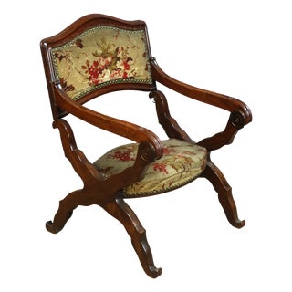 Antique Curule Chair in Wood, 1800s For Sale