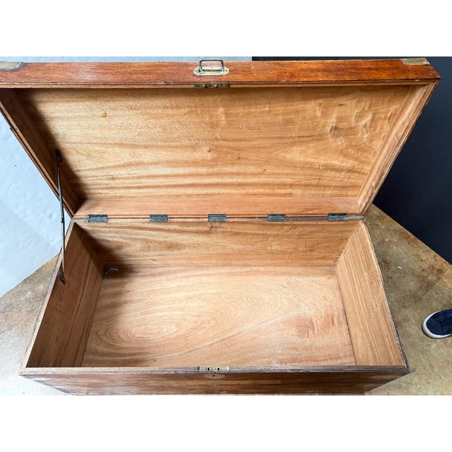 British Campaign Military Officer's Trunk or Chest of Brass-Bound Camphorwood For Sale - Image 14 of 14