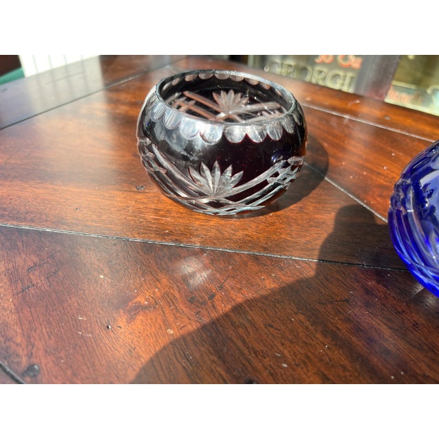 Art Deco 1980s Bohemian Cut Glass Candle Holders - Set of 3 For Sale - Image 3 of 5