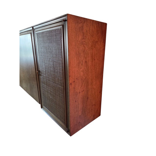 1970s Vintage Mid Century Modern Danish Floating Bar Cabinet Drop Front Desk Wall Unit For Sale - Image 5 of 18