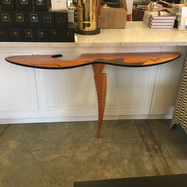 Italian Post Modern Single - Leg Decorated Wall Console Signed, Style of Gio Point For Sale - Image 12 of 12