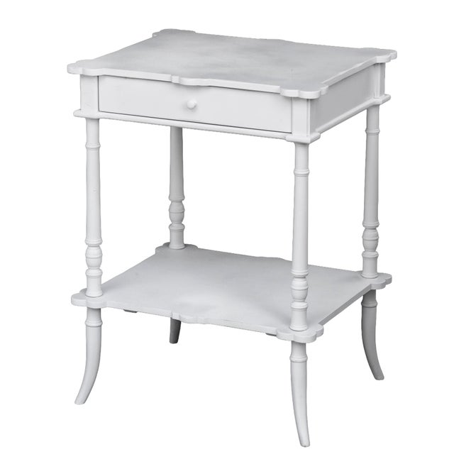 Vintage White Bedside Accent Table For Sale - Image 4 of 9