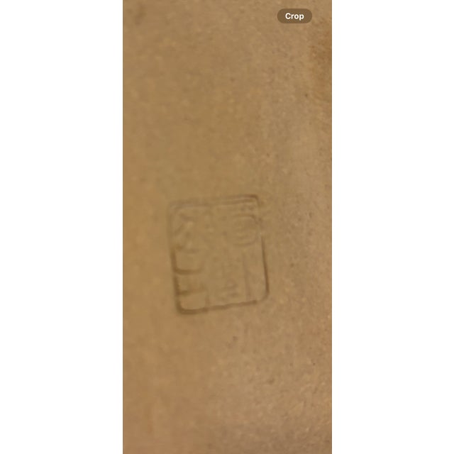 Large Vintage Aqua Pottery Rectangle Tray / Centerpiece Bowl – 15.75ʺ L × 10ʺ W × 2.5ʺ H – Impressed Seal Mark, Unused Vintage C. 1950s–1980s For Sale - Image 4 of 4