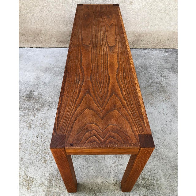 Vintage Solid Oak Parsons Style Console Table For Sale - Image 9 of 9