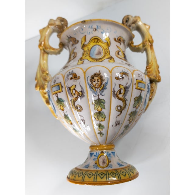 20th Century Renaissance Revival Italian Majolica Maiolica Faience Urn or Vase For Sale - Image 14 of 14