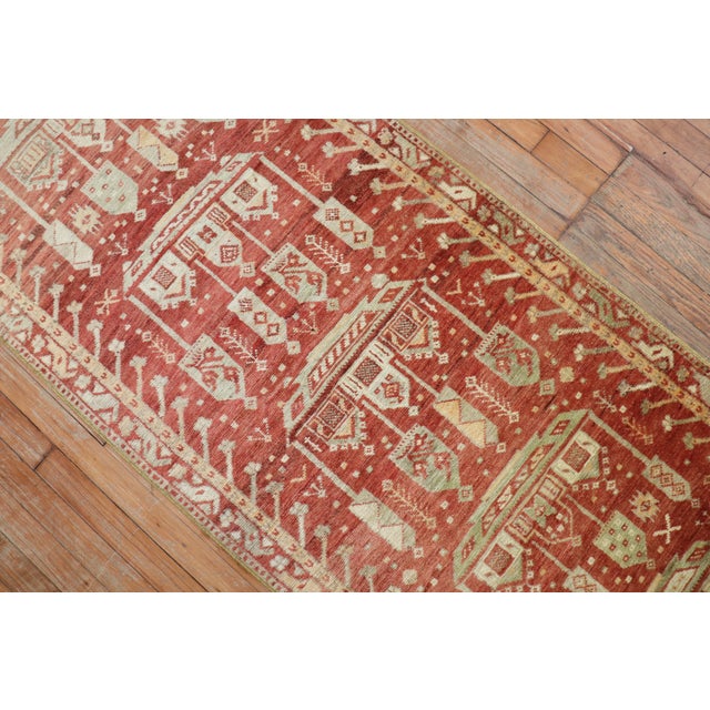 Early 20th Century Zabihi Collection Whimsical Red Turkish Fine Narrow Runner - 2'7" x 12'9" For Sale - Image 11 of 12