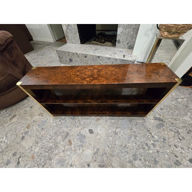 Century Furniture Mid 20th Century Beautiful Burl and Golden Brass Sideboard by Century Furniture, Attributed For Sale - Image 4 of 16