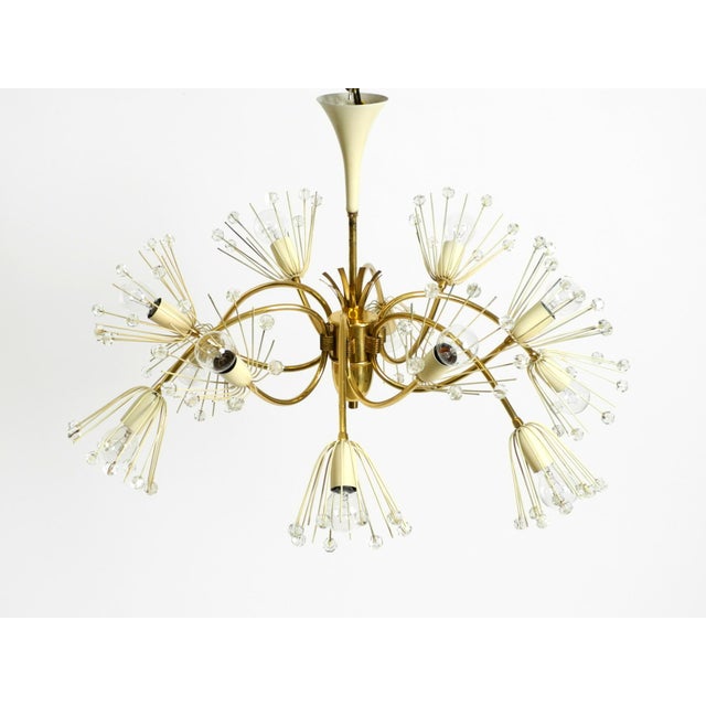 1950s Mid-Century Modern Glass and Brass Chandelier by Rupert Nikoll, 1950s For Sale - Image 5 of 18