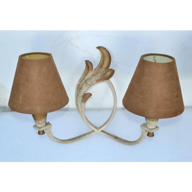 1950s Riccardo Scarpa Wrought Iron Sconces & Shades, Wall Lights Art Deco Italy 1950 For Sale - Image 5 of 13
