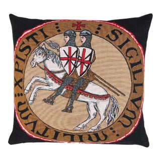 Templar Knights Tapestry Cushion With Feather Filler - 46 X 46cm For Sale