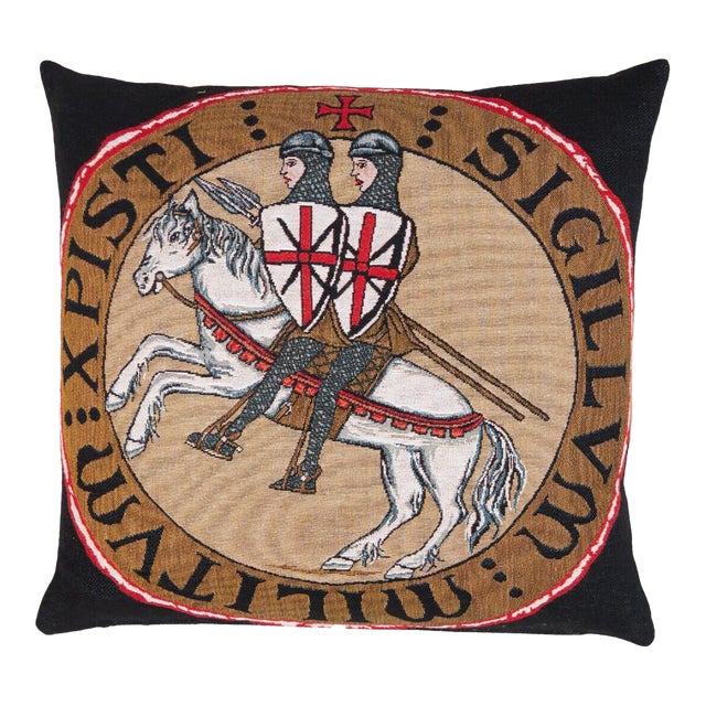 Templar Knights Tapestry Cushion With Feather Filler - 46 X 46cm For Sale