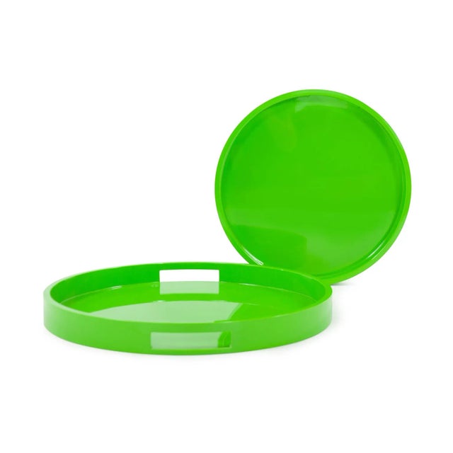 Kenneth Ludwig Chicago Colorful Green Trays - Set of 2 For Sale - Image 4 of 7