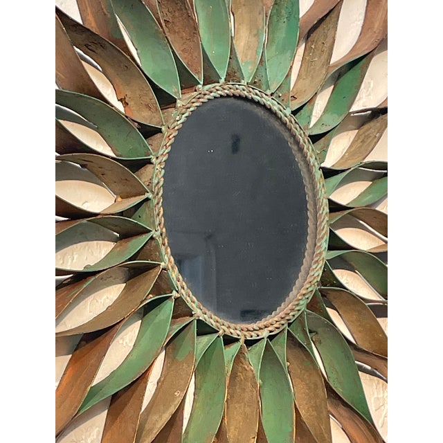 Fornasetti 1970's Weathered Mirror Metal Starburst For Sale - Image 4 of 5
