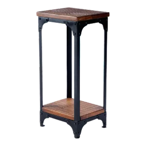 Gandolph Industrial Chic Wood & Iron Pedestal Stand, Medium Brown