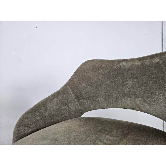 Metal Fabric Armchairs with Wooden Legs and Adjustable Brass Feet, 1960, Set of 2 For Sale - Image 7 of 14