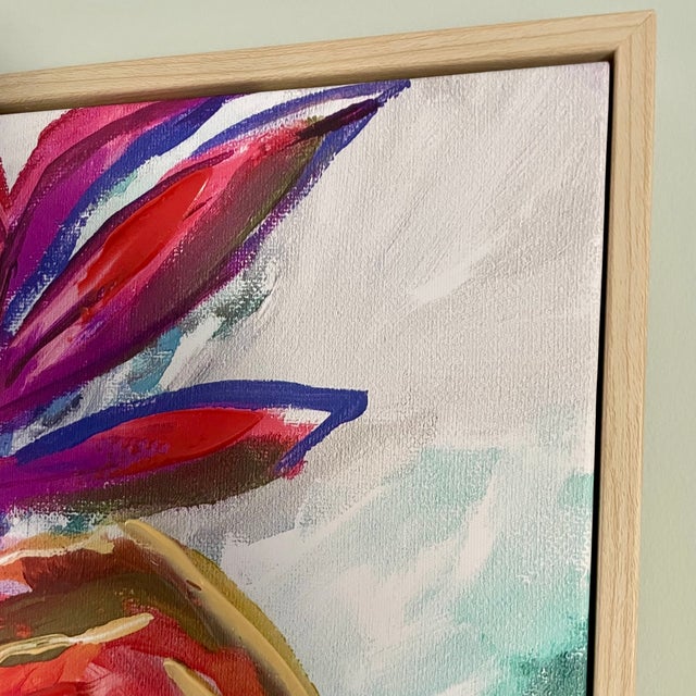 Contemporary Contemporary Still Life of Vibrant Flowers Oil Painting on Canvas, Framed For Sale - Image 3 of 10