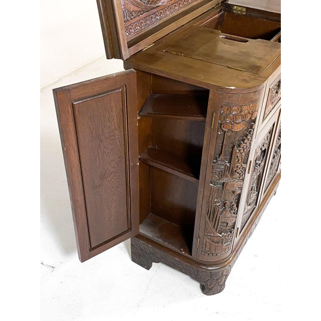 Chinoiserie 1960s George Zee & Co Style Mahogany Dry Bar For Sale - Image 3 of 14