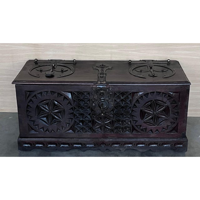 19th Century Italian Carved Cassone Trunk with Original Hardware, 1890s For Sale - Image 17 of 18