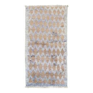 Turkish Konya Tulu Geometric Diamond Lattice Shag Rug no. j5309 For Sale