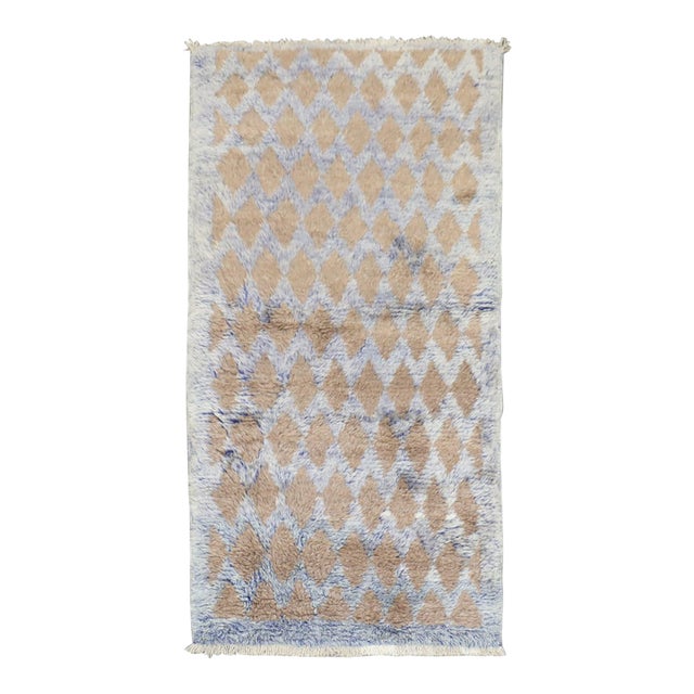 Turkish Konya Tulu Geometric Diamond Lattice Shag Rug no. j5309 For Sale