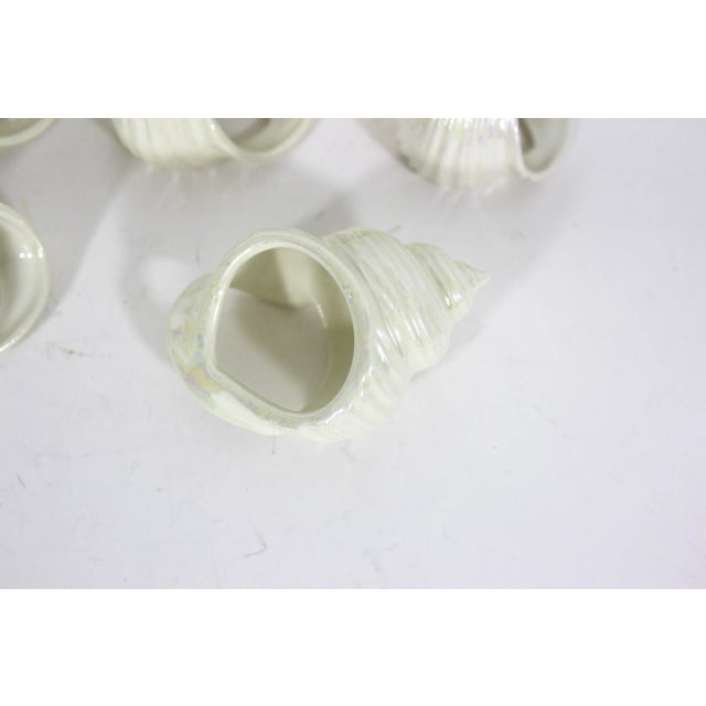 Iridescent Ceramic Snail Shell Napkin Rings- Set of 11 For Sale - Image 10 of 11