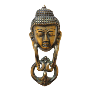 Figural Buddha Head Door Knocker Bronzed Cast-Iron Door Knocker Mid Century Modern Vintage