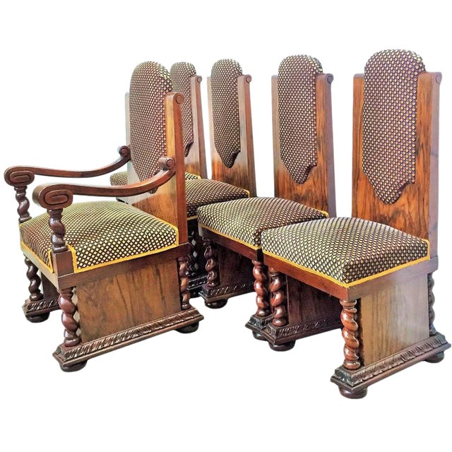 Art Deco Armchair & Side Chairs - Set of 5 For Sale
