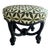 Italian Black Painted Rope Ottoman in Jasper Green Star Linen For Sale
